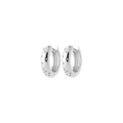Descours 1893 Boucles D'oreilles Créoles En Argent Rhodié Et Oxyde De Zirconium