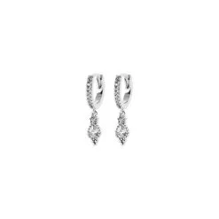 Descours 1893 Boucles D'oreilles Créoles En Argent Rhodié Et Oxyde De Zirconium