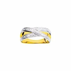 Descours 1893 Bague En Or Jaune, Rhodium Et Diamants 0.05ct