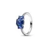 Bague Pandora Timeless Scintillante Trio De Pierres Rectangulaires Bleues En Argent, Taille 54