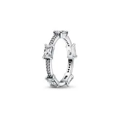 Bague Pandora Timeless Rectangles Pavés Scintillants En Argent, Taille 56
