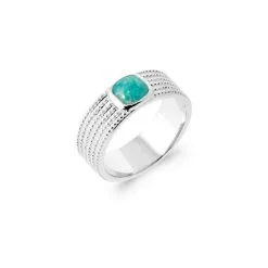 Descours 1893 Bague En Argent Rhodié Et Amazonite