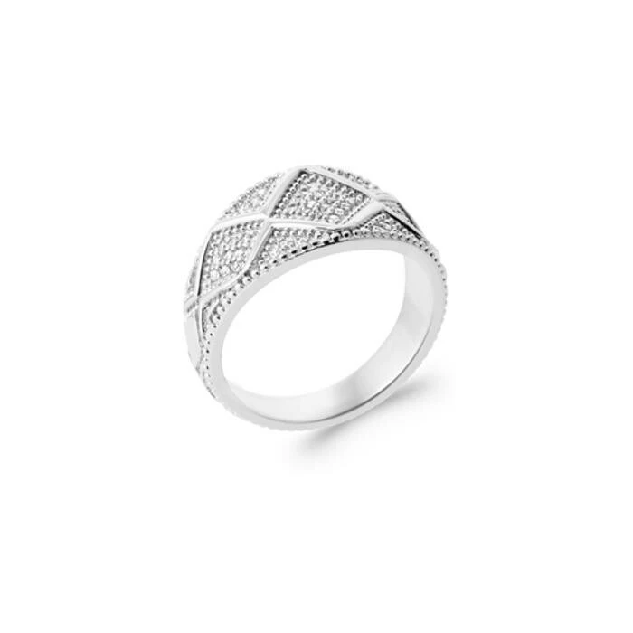 Descours 1893 Bague En Argent Rhodié Et Oxyde De Zirconium