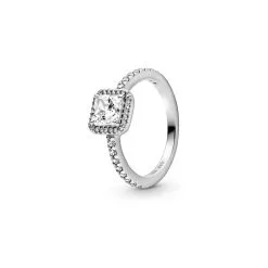 Bague Pandora Timeless Halo Scintillant Carré En Argent Et Oxyde De Zirconium, Taille 48