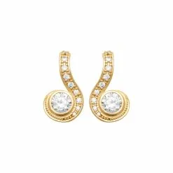 Descours 1893 Boucles D'oreilles En Plaqué Or Et Oxydes De Zirconium