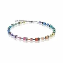 Collier Coeur De Lion En Oeil De Tigre Synthétique, Cristaux, Polaris, Rondelles De Strass Et Acier