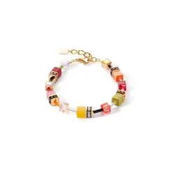 Coeur De Lion Bracelet Cœur De Lion GeoCUBE En Métal Doré, œil De Tigre, Cristaux, Strass Et Polaris