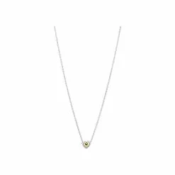 Collier Pandora Cœur Doré Bombé En Argent, Silicone Et Métal Doré, Taille 45cm