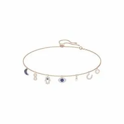 Collier Swarovski Swa Symbol En Métal Doré Rose Et Cristaux Swarovski