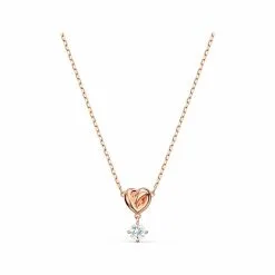 Pendentif Swarovski Lifelong Heart En Métal Doré Rose Et Cristaux Swarovski