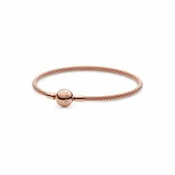 Bracelet Pandora Icons En Maille Tissée Moments En Métal Doré Rose, 21 Cm