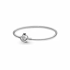 Bracelet Jonc Disney X Pandora Disney Alice Au Pays Des Merveilles Fermoir Chat Du Cheshire Moment En Argent, 17 Cm