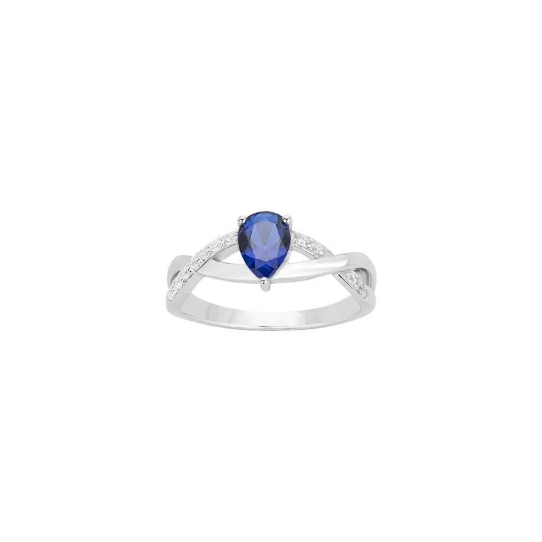 Descours 1893 Bague En Argent, Spinelle Bleue Et Oxyde De Zirconium