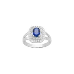 Descours 1893 Bague En Argent, Spinelle Bleue Et Oxyde De Zirconium