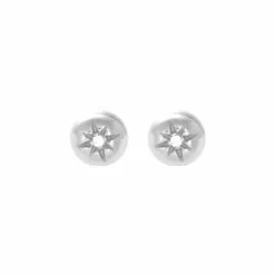 Puces D'oreilles Saunier Zenith En Argent Et Oxyde De Zirconium Blanc