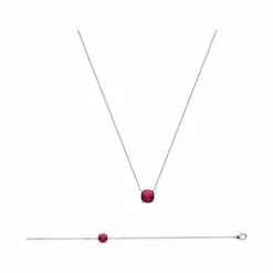 Descours 1893 Bracelet En Argent Rhodié Et Pierre Synthétique, 18cm