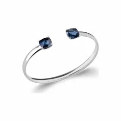 Descours 1893 Bracelet Jonc En Argent Rhodié Et Pierre Synthétique