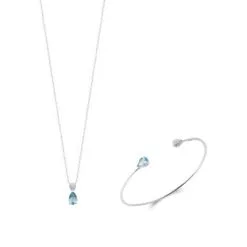 Descours 1893 Bracelet Jonc En Argent Rhodié, Oxydes De Zirconium Et Pierre Synthétique