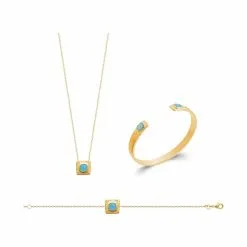 Descours 1893 Bracelet Jonc En Plaqué Or Et Agate Bleue