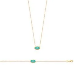 Descours 1893 Bracelet En Plaqué Or Et Amazonite, 18cm