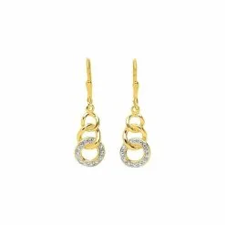 Descours 1893 Boucles D'oreilles Dormeuses En Or Jaune Et Rhodium