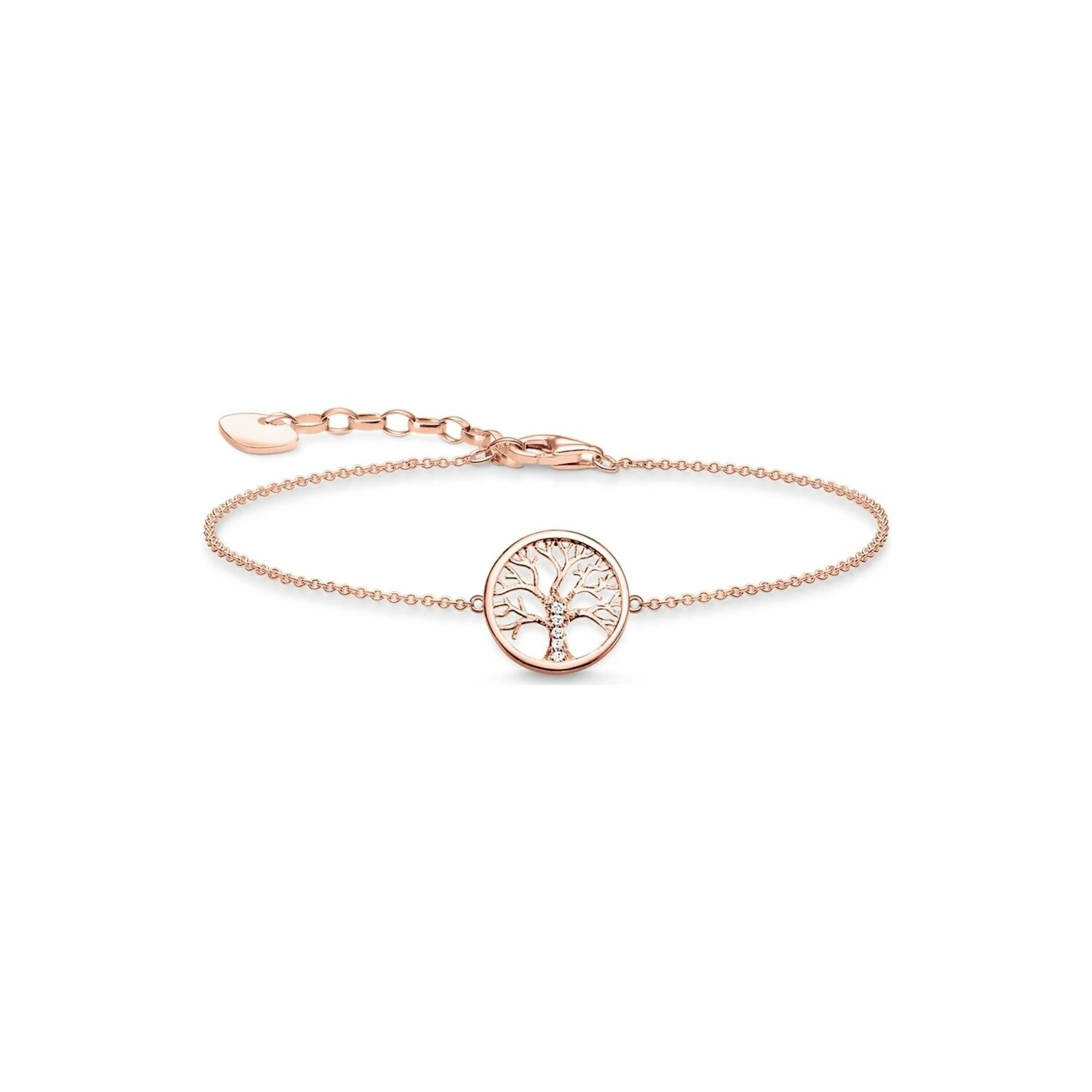 Bracelet Thomas Sabo Tree Of Love En Argent Plaqué Or Rose Et Oxyde De Zirconium, 16-19cm