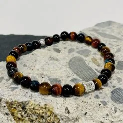 Bracelet Descours 1893 En Argent, œil De Tigre, œil De Taureau Et œil De Faucon