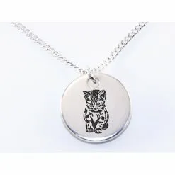 Kyoi Collier Moyen Jeton Maille Gourmette En Argent Motif Chat