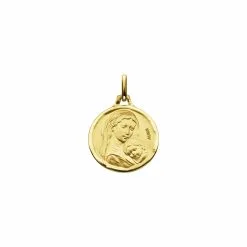Médaille Augis Vierge à L'enfant En Or Jaune, 16mm
