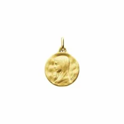 Médaille Augis Vierge Mains Jointes En Or Jaune, 16mm