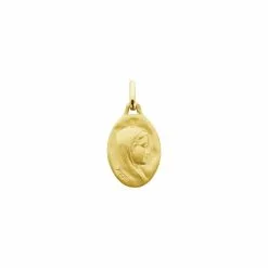 Médaille Augis Vierge Profil Droit Ovale En Or Jaune, 16mm