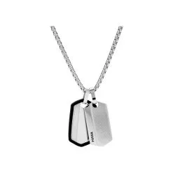 Collier Fossil Chevron En Acier