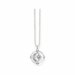 Chaîne Thomas Sabo étoile & Lune En Argent Et Oxyde De Zirconium, 45-50cm