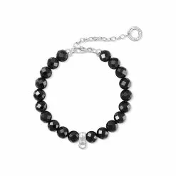 Thomas Sabo Bracelet Charm Noir En Argent Et Obsidienne